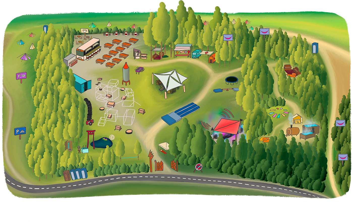 FRb Festival Map mit allen Infos zum Programm, Anreise und Verpflegung